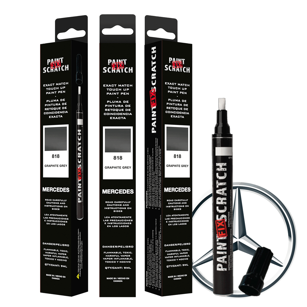 European vehicle paint-code touch-up pen and packaging