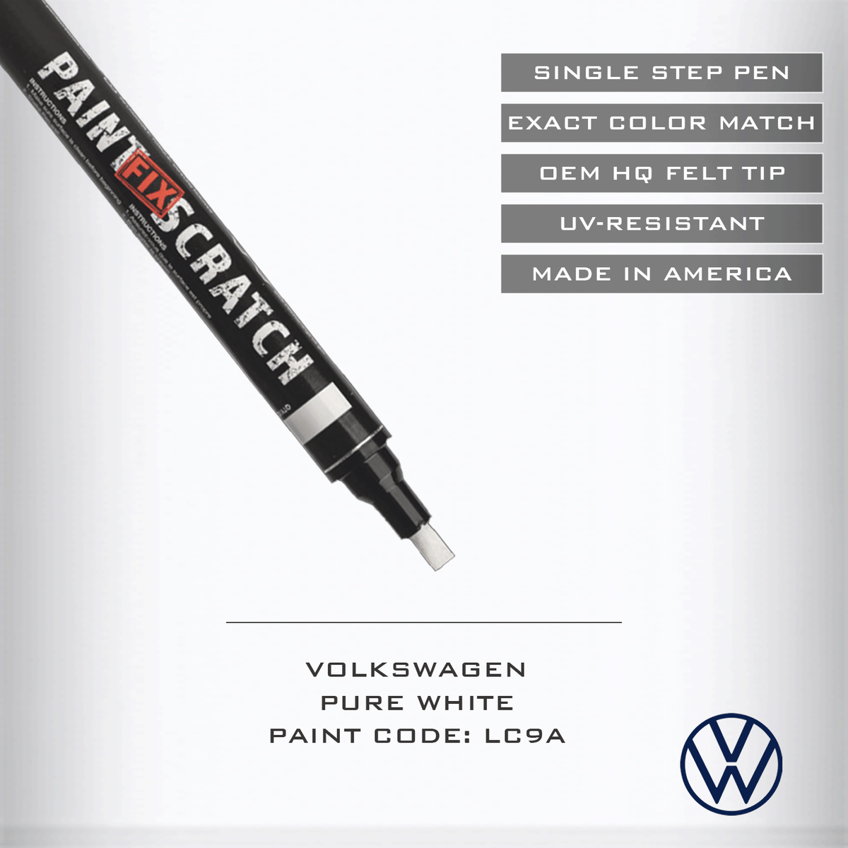 Touch-up paint pen applying color to a small automotive chip