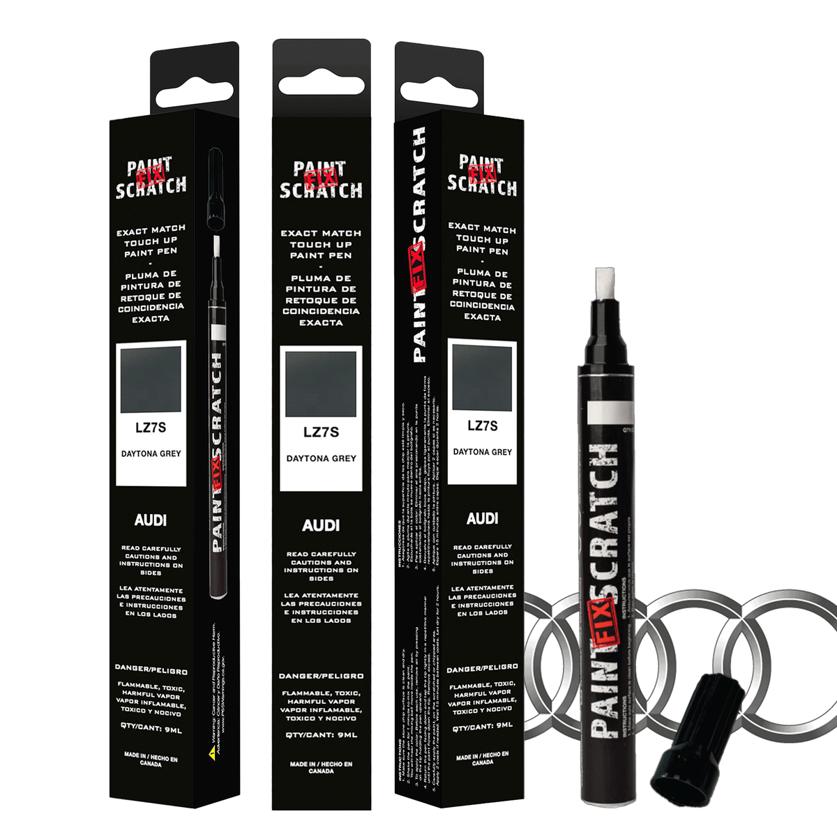 European vehicle paint-code touch-up pen and packaging