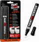 Paint Fix Scratch universal car paint touch-up pen in blister packaging, shown alongside the uncapped black pen with its cap off and a small white paint swatch on a clean white background.