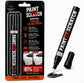 Paint Scratch Fix  universal car touch-up paint pen in black, shown both inside its retail blister packaging and loose next to its cap and applicator tip. The packaging features a black and orange design with text highlighting 'Universal Popular Colors Match' and '81% Suitable for Popular Colors'.