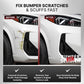 Before and after comparison of a car bumper with scratch repair product application.