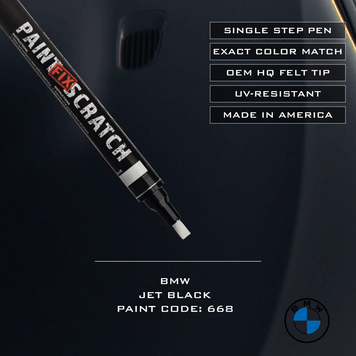 Touch-up paint pen applying color to a small automotive chip