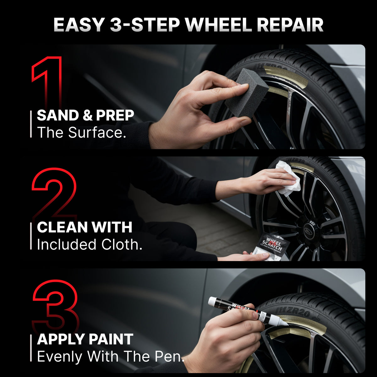 Wheel Scratch Fix curb rash repair kit and application process