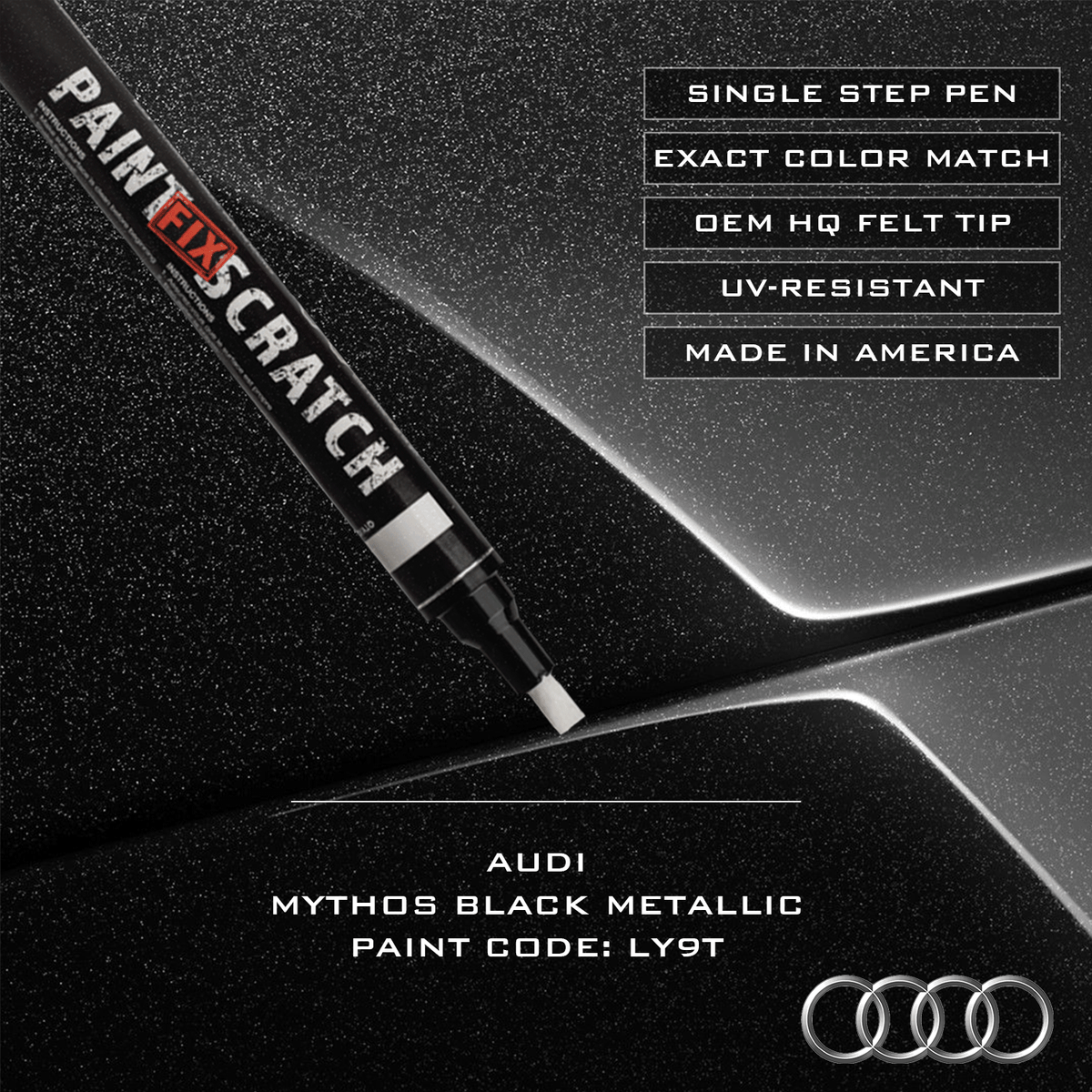 Touch-up paint pen applying color to a small automotive chip