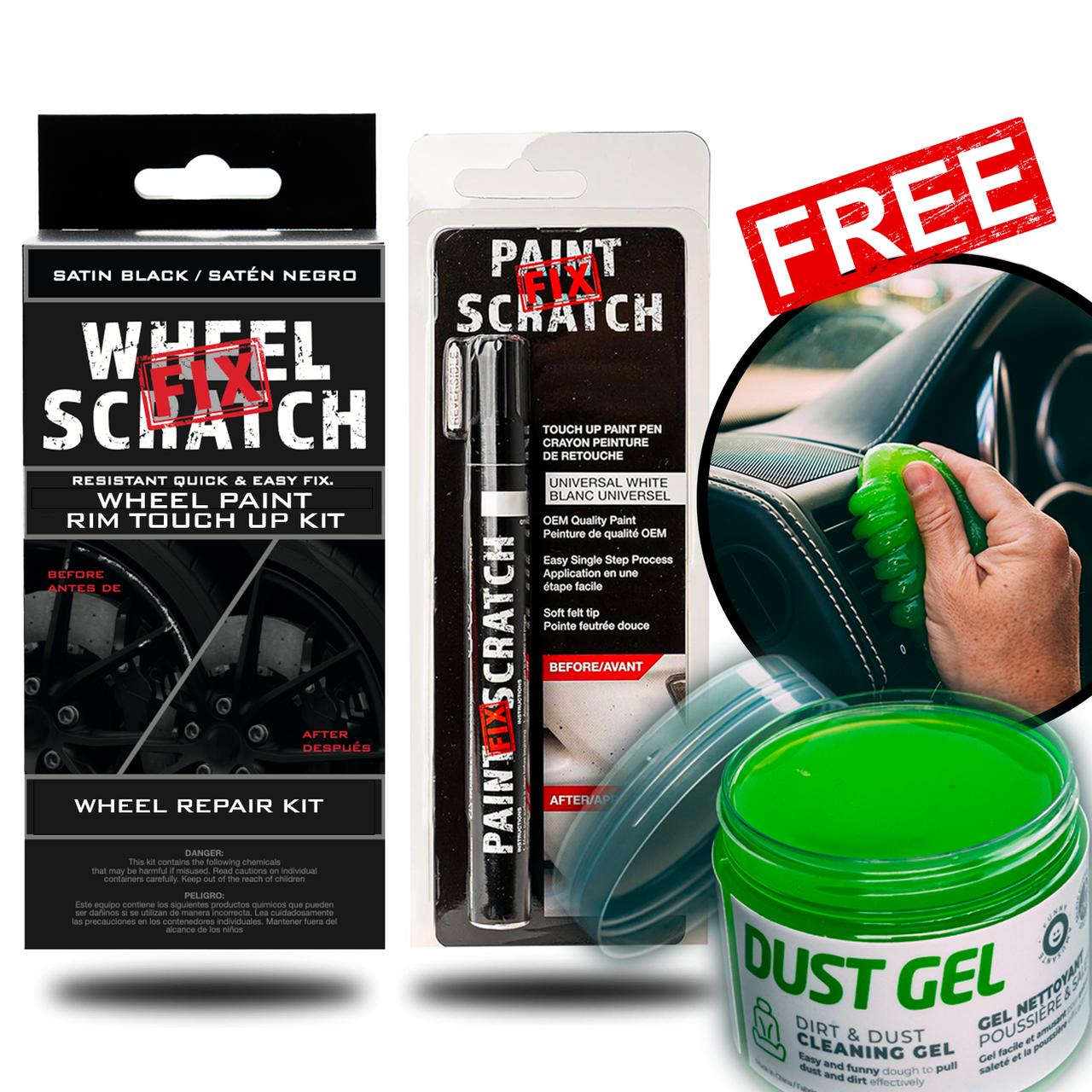 Saving Bundle - Wheel Kit, Car Paint Touch Up Pen, FREE Cleaning Gel